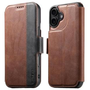 For iPhone 16 Plus Suteni Q07 2-in-1 Multi-function Detachable Wallet MagSafe Phone Case(Brown)