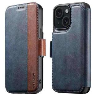 For iPhone 15 Plus Suteni Q07 2-in-1 Multi-function Detachable Wallet MagSafe Phone Case(Blue)