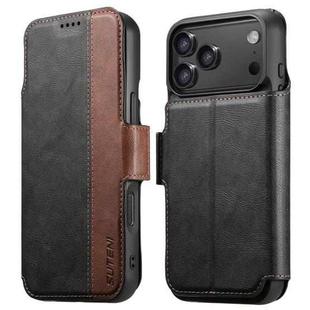 For iPhone 17 Pro Max Suteni Q07 2-in-1 Multi-function Detachable Wallet MagSafe Phone Case(Black)