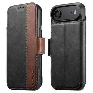 For iPhone 17 Air Suteni Q07 2-in-1 Multi-function Detachable Wallet MagSafe Phone Case(Black)