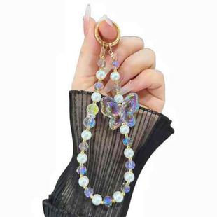 Laser Crystal Butterfly Pearl Mobile Phone Chain(Translucent Grey)