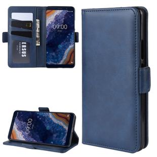 Double Buckle Wallet Stand Leather Cell Phone Case for Nokia 9 PureView，with Wallet & Holder & Card Slots(Dark Blue)