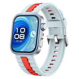 For Huawei Watch Fit 4 / Fit 4 Pro / Fit 3 Vertical Striped Two Color Silicone Watch Band(Blue Red)