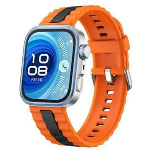 For Huawei Watch Fit 4 / Fit 4 Pro / Fit 3 Vertical Striped Two Color Silicone Watch Band(Orange Black)