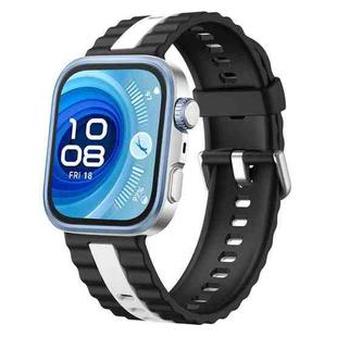 For Huawei Watch Fit 4 / Fit 4 Pro / Fit 3 Vertical Striped Two Color Silicone Watch Band(Black White)