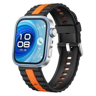 For Huawei Watch Fit 4 / Fit 4 Pro / Fit 3 Vertical Striped Two Color Silicone Watch Band(Black Orange)