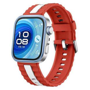 For Huawei Watch Fit 4 / Fit 4 Pro / Fit 3 Vertical Striped Two Color Silicone Watch Band(Red White)