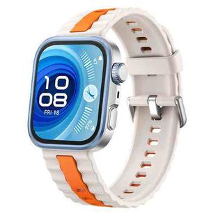 For Huawei Watch Fit 4 / Fit 4 Pro / Fit 3 Vertical Striped Two Color Silicone Watch Band(Starlight Orange)