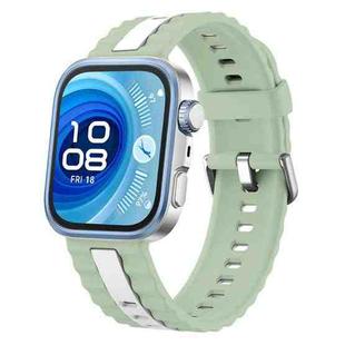 For Huawei Watch Fit 4 / Fit 4 Pro / Fit 3 Vertical Striped Two Color Silicone Watch Band(Green White)