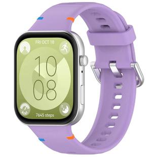 For Huawei Watch Fit 4 Pro / Fit 4 / Fit 3 Stitched Silver Buckle Silicone Watch Band(Lilac Purple)