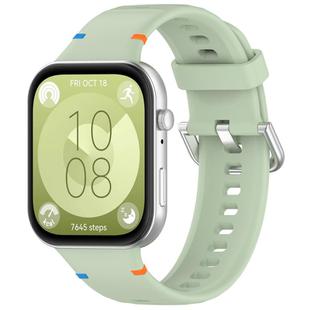 For Huawei Watch Fit 4 Pro / Fit 4 / Fit 3 Stitched Silver Buckle Silicone Watch Band(Green)