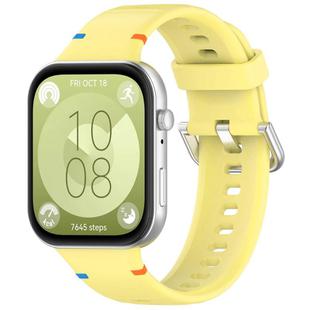 For Huawei Watch Fit 4 Pro / Fit 4 / Fit 3 Stitched Silver Buckle Silicone Watch Band(Yellow)
