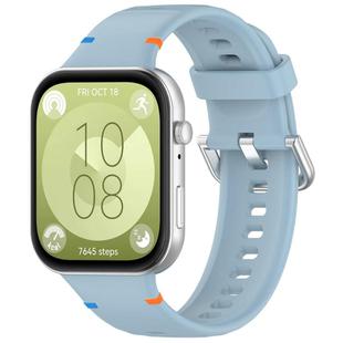 For Huawei Watch Fit 4 Pro / Fit 4 / Fit 3 Stitched Silver Buckle Silicone Watch Band(Light Blue)