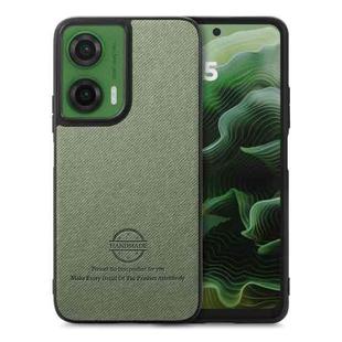 For Motorola Moto G35 Twill Fabric Leather Skin Back Phone Case(Green)