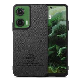 For Motorola Moto G35 Twill Fabric Leather Skin Back Phone Case(Black)