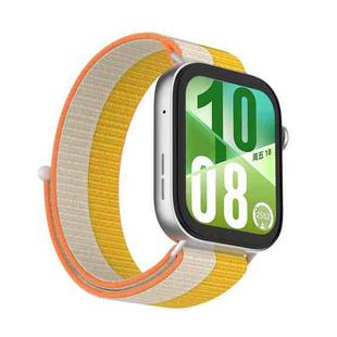 For Huawei Watch Fit 4 Watch Case Integrated Nylon Loop Watch Band(Millet White)