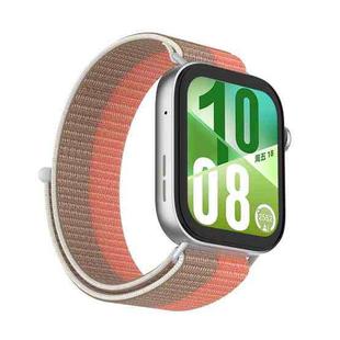 For Huawei Watch Fit 3 Watch Case Integrated Nylon Loop Watch Band(Pomelo Pink)
