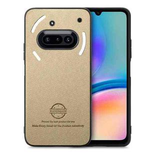 For Nothing Phone 3a Twill Fabric Leather Skin Back Phone Case(Khaki)