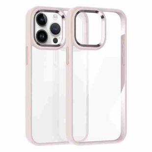 For iPhone 14 Pro Max Kalebol Gold Shield PC Hybrid TPU Phone Case(Pink)