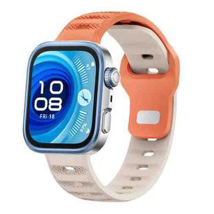 For Huawei Watch Fit 4 / Fit 4 Pro / Fit 3 Silver Buckle Dotted Silicone Watch Band(Orange Starlight)