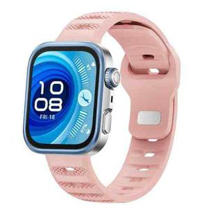 For Huawei Watch Fit 4 / Fit 4 Pro / Fit 3 Silver Buckle Dotted Silicone Watch Band(Pink)