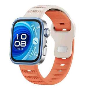 For Huawei Watch Fit 4 / Fit 4 Pro / Fit 3 Silver Buckle Dotted Silicone Watch Band(Starlight Orange)