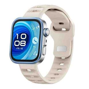 For Huawei Watch Fit 4 / Fit 4 Pro / Fit 3 Silver Buckle Dotted Silicone Watch Band(Starlight)