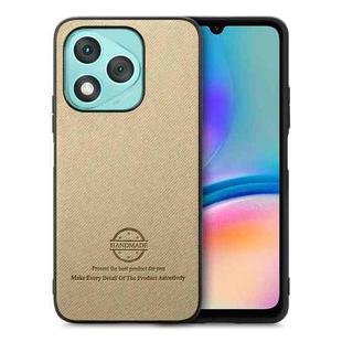 For Honor 400 Lite Global Twill Fabric Leather Skin Back Phone Case(Khaki)
