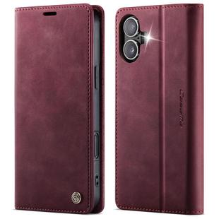 For iPhone 16 CaseMe 033 Calf Leather Lining Microfibre RFID Blocking Phone Case(Red)