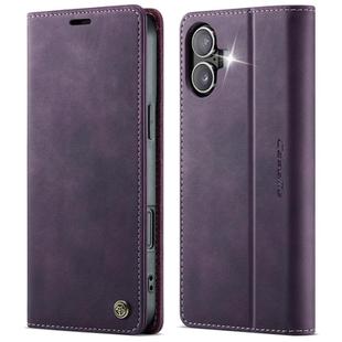 For iPhone 16 CaseMe 033 Calf Leather Lining Microfibre RFID Blocking Phone Case(Purple)