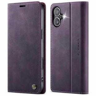 For iPhone 16 Plus CaseMe 033 Calf Leather Lining Microfibre RFID Blocking Phone Case(Purple)