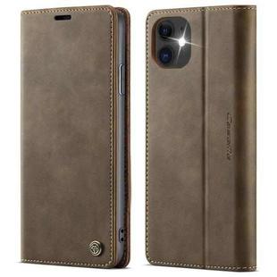 For iPhone 11 CaseMe 033 Calf Leather Lining Microfibre RFID Blocking Phone Case(Coffee)