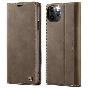 For iPhone 11 Pro Max CaseMe 033 Calf Leather Lining Microfibre RFID Blocking Phone Case(Coffee)
