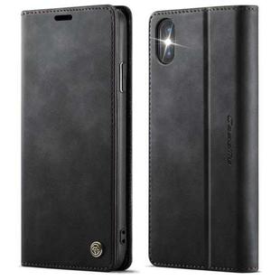 For iPhone X / XS CaseMe 033 Calf Leather Lining Microfibre RFID Blocking Phone Case(Black)