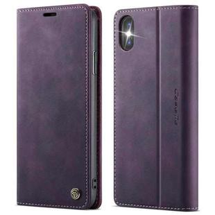 For iPhone XS Max CaseMe 033 Calf Leather Lining Microfibre RFID Blocking Phone Case(Purple)