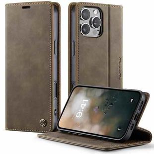 For iPhone 16 Pro CaseMe 033 Calf Leather Lining Microfibre RFID Blocking Phone Case(Coffee)
