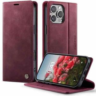 For iPhone 16 Pro CaseMe 033 Calf Leather Lining Microfibre RFID Blocking Phone Case(Red)