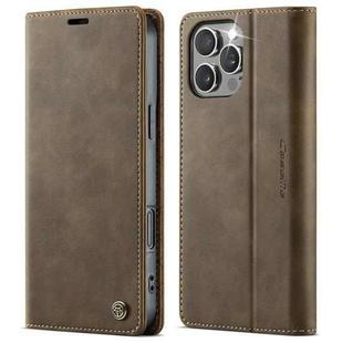 For iPhone 16 Pro Max CaseMe 033 Calf Leather Lining Microfibre RFID Blocking Phone Case(Coffee)
