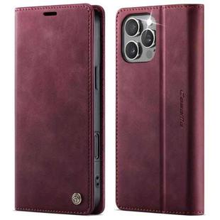 For iPhone 16 Pro Max CaseMe 033 Calf Leather Lining Microfibre RFID Blocking Phone Case(Red)