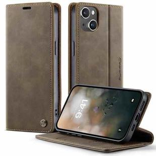 For iPhone 15 CaseMe 033 Calf Leather Lining Microfibre RFID Blocking Phone Case(Coffee)
