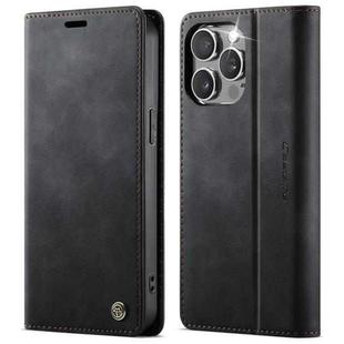 For iPhone 15 Pro CaseMe 033 Calf Leather Lining Microfibre RFID Blocking Phone Case(Black)