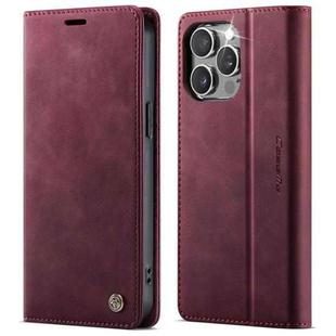For iPhone 15 Pro CaseMe 033 Calf Leather Lining Microfibre RFID Blocking Phone Case(Red)