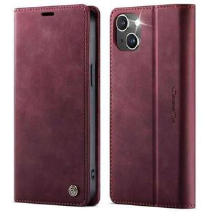 For iPhone 15 Plus CaseMe 033 Calf Leather Lining Microfibre RFID Blocking Phone Case(Red)