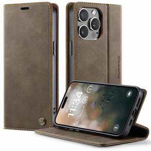 For iPhone 15 Pro Max CaseMe 033 Calf Leather Lining Microfibre RFID Blocking Phone Case(Coffee)