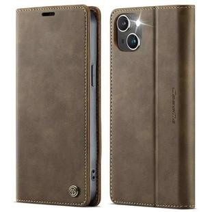 For iPhone 14 Plus CaseMe 033 Calf Leather Lining Microfibre RFID Blocking Phone Case(Coffee)