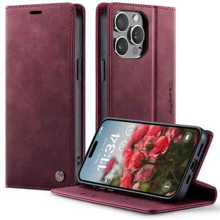 For iPhone 14 Pro CaseMe 033 Calf Leather Lining Microfibre RFID Blocking Phone Case(Red)