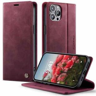 For iPhone 12 / 12 Pro CaseMe 033 Calf Leather Lining Microfibre RFID Blocking Phone Case(Red)