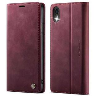 For iPhone XR CaseMe 033 Calf Leather Lining Microfibre RFID Blocking Phone Case(Red)
