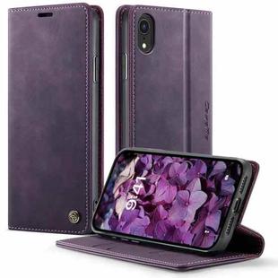 For iPhone XR CaseMe 033 Calf Leather Lining Microfibre RFID Blocking Phone Case(Purple)