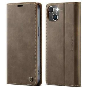 For iPhone 13 mini CaseMe 033 Calf Leather Lining Microfibre RFID Blocking Phone Case(Coffee)